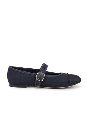Steve Madden Dory Mary Jane Flat in Navy Satin